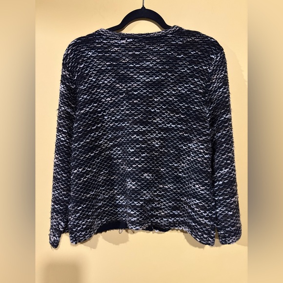 NY Collection Black and White Textured Cardigan - Picture 3 of 4